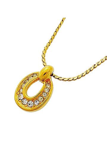 Christian Dior Christian Dior Necklace, GP Plated, Rhinestone, Gold, Women's (view 1)