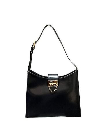 Salvatore Ferragamo Salvatore Ferragamo Ferragamo Gancini Black Leather Shoulder Bag for Women (view 1)