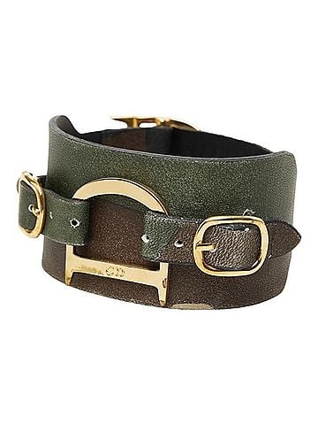 Christian Dior Christian Dior Dior bracelet, camouflage pattern, khaki and brown leather, women's. (view 1)