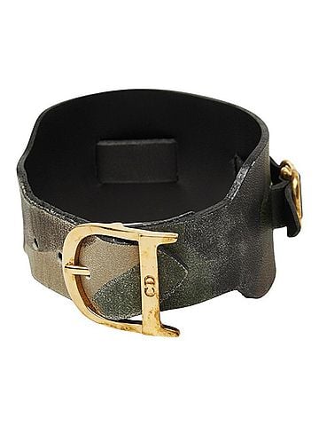 Christian Dior Christian Dior Dior bracelet, camouflage pattern, khaki and brown leather, women's. (view 2)