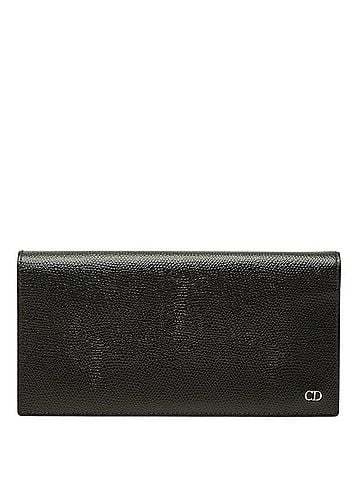 Christian Dior Christian Dior Dior CD logo long wallet, black leather, women's. (view 1)