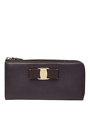 Salvatore Ferragamo Salvatore Ferragamo Vara Ribbon Long Wallet, Purple Leather, Women's (view 1)