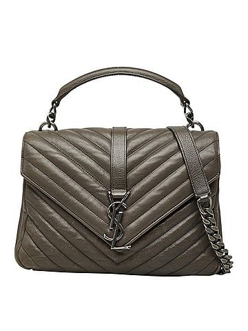 Saint Laurent Saint Laurent Cassandra College YSL Logo Handbag Chain Shoulder Bag 2WAY 428056 Brown Gray Leather Women's SAINT LAURENT (view 1)
