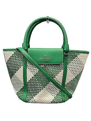 Kate Spade New York Kate Spade Cruise Oversized Woven Gingham Tote Handbag (Textile/Fabric) KA509 (view 1)