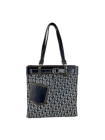 Christian Dior Christian Dior tote bag/shoulder bag, Trotter pattern, canvas and leather, navy silver, women's, z10920 (view 1)