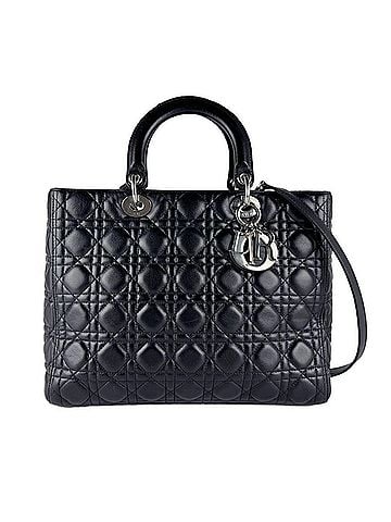 Christian Dior Christian Dior Lady handbag/shoulder bag, leather, black/silver, women's, z10917 (view 1)