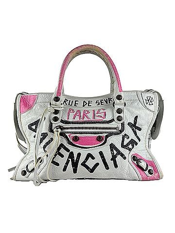 Balenciaga Balenciaga BALENCIAGA Handbag Classic City Graffiti Leather White Black Pink Women's z10885 (view 1)