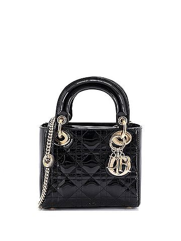 Christian Dior Lady Dior Chain Bag Cannage Quilt Patent Mini (view 1)
