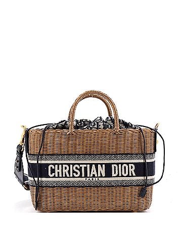 Christian Dior Basket Bag Wicker and Oblique Canvas Large (view 1)
