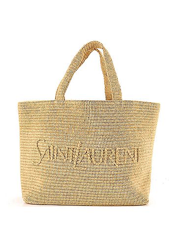 Saint Laurent Logo Supple Tote Embroidered Raffia (view 1)