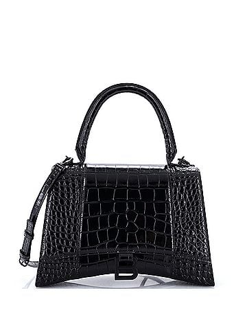 Balenciaga Hourglass Top Handle Bag Crocodile Embossed Leather Medium (view 1)