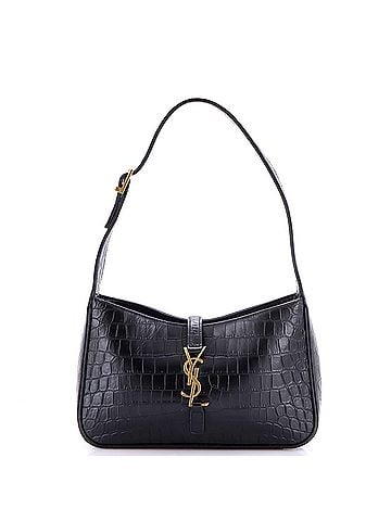 Saint Laurent Le 5 a 7 Hobo Crocodile Embossed Leather Small (view 1)