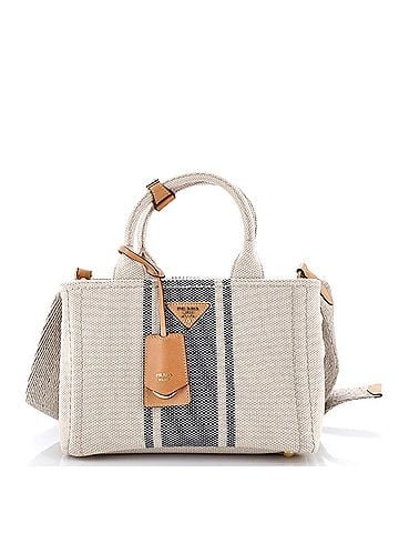 Prada Logo Jardiniere Tote Triangle Embroidered Canvas (view 1)