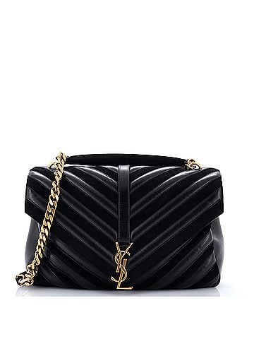 Saint Laurent Classic Monogram College Bag Matelasse Chevron Leather and Suede Large (view 1)