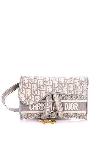 Christian Dior Saddle Slim Belt Pouch Logo Embroidered Oblique Canvas (view 1)