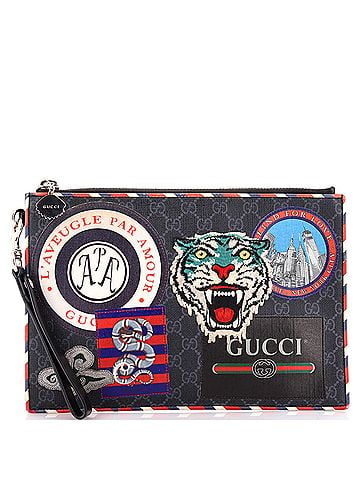 Gucci Night Courrier Pouch GG Coated Canvas with Applique (view 1)