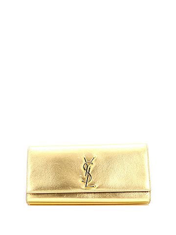 Saint Laurent Classic Monogram Clutch Metallic Calfskin Long (view 1)