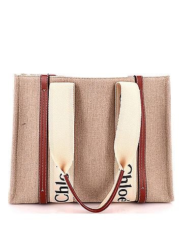 Chloé Woody Tote Canvas with Leather Medium (view 1)