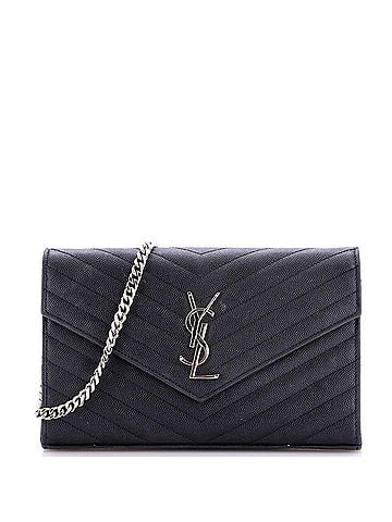 Saint Laurent Classic Monogram Wallet on Chain Matelasse Chevron Leather Medium (view 1)