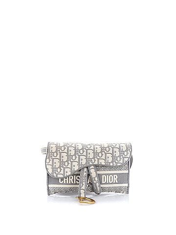Christian Dior Saddle Slim Belt Pouch Logo Embroidered Oblique Canvas (view 1)