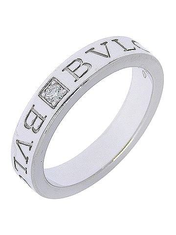 Bvlgari Bulgari BVLGARI Logo Ring, 18K White Gold with Diamonds, Approx. 6.6g, Women's (view 1)