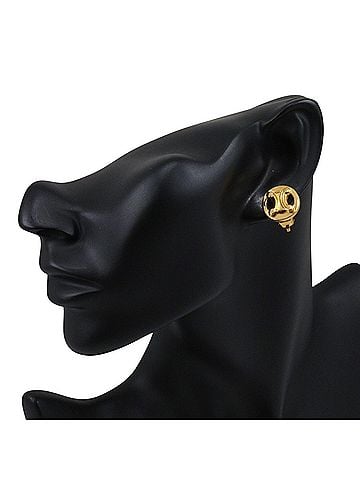 Céline Celine Triomphe Earrings, Gold Plated, Approx. 7.8g, Women's. (view 2)