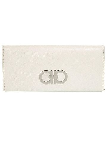 Salvatore Ferragamo Salvatore Ferragamo Gancini Leather White Long Wallet 1310Salvatore (view 1)