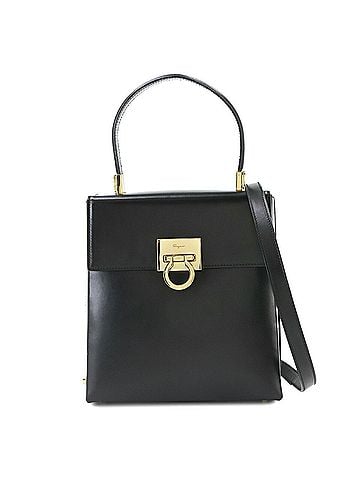 Salvatore Ferragamo Salvatore Ferragamo Gancini 2-way Hand/Shoulder Handbag, Leather, Black, 21 8658, Gold Hardware, Bag (view 1)