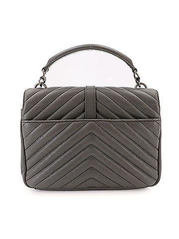 Saint Laurent Saint Laurent College 2-way Hand Chain Shoulder Handbag, Leather, Gray, 428056, Silver Hardware. (view 2)
