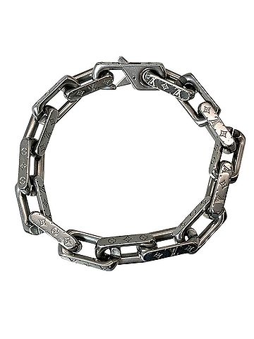 Louis Vuitton Louis Vuitton LOUIS VUITTON Chain Monogram Bracelet Metal M00309 Silver LE5205 Men's (view 2)