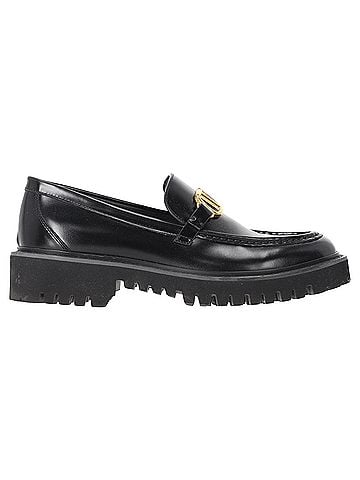 Mario Valentino Valentino Garavani VLogo Signature Loafers in Black Calf Leather (view 1)