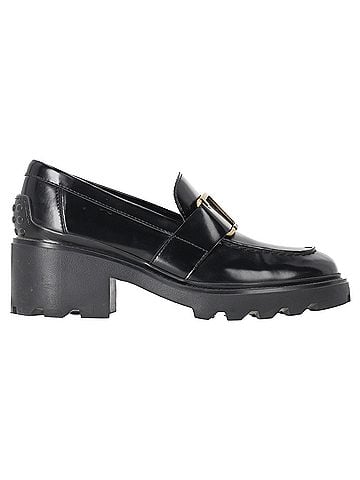 Tod's Tod's Buckled Platform Loafers in Black Calf Leather (view 1)