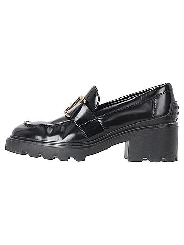 Tod's Tod's Buckled Platform Loafers in Black Calf Leather (view 2)