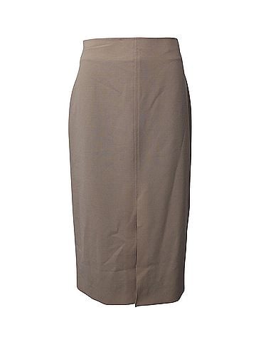 CO Co Front Slit High Waist Pencil Skirt In Beige Stretch Wool (view 1)