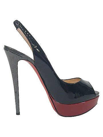 Christian Louboutin Christian Louboutin Lady Peep Sling 150 Pumps in Black Patent Leather (view 1)