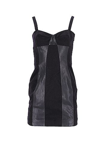 Joseph Joseph Panel Corset Dress in Black Wool and Leather (view 1)