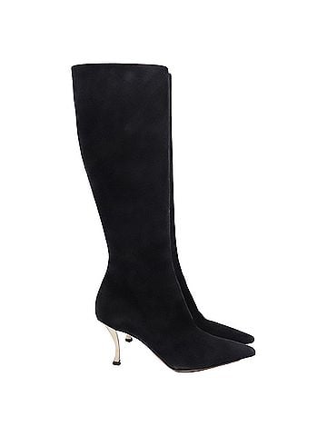 Christian Dior Dior High-Heeled Knee-High Boots in Black Suede (view 1)