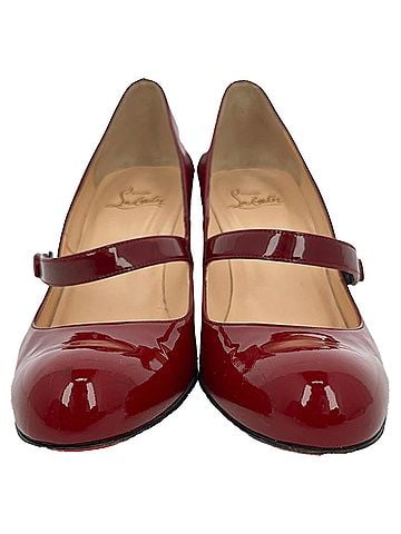 Christian Louboutin Christian Louboutin Mary Jane Pumps in Burgundy Patent Leather (view 2)