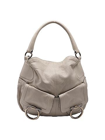 Salvatore Ferragamo Salvatore Ferragamo Gancini Pocket Hobo Bag in Beige Leather (view 1)