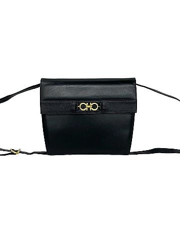 Salvatore Ferragamo Salvatore Ferragamo Vintage Gancini Logo Hardware Leather Shoulder Bag Black 46779 (view 1)