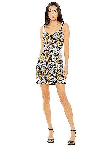 IEENA for Mac Duggal Mac Duggal Floral Sequin Short Dress Sz 4 26867 Homecoming Evening Cocktail Sexy Cocktail Dress (view 1)