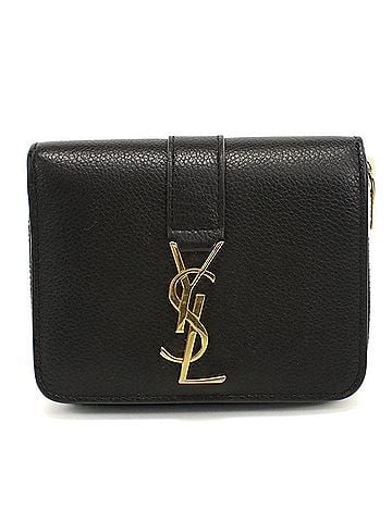 Saint Laurent SAINT LAURENT Saint Laurent Bi-fold Wallet 670285 Large Zip YSL Line Women's Black (view 1)