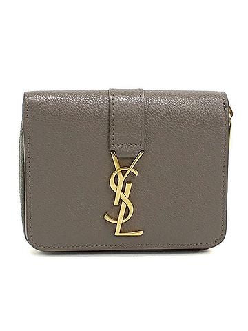 Saint Laurent SAINT LAURENT Saint Laurent Bi-fold Wallet 670285 Large Zip YSL Line Women's Gray (view 1)