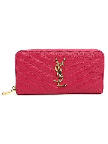 Saint Laurent SAINT LAURENT Saint Laurent Long Wallet, Round Zipper, 358094, Cassandra, Women's, Pink (view 1)