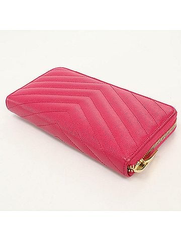Saint Laurent SAINT LAURENT Saint Laurent Long Wallet, Round Zipper, 358094, Cassandra, Women's, Pink (view 2)