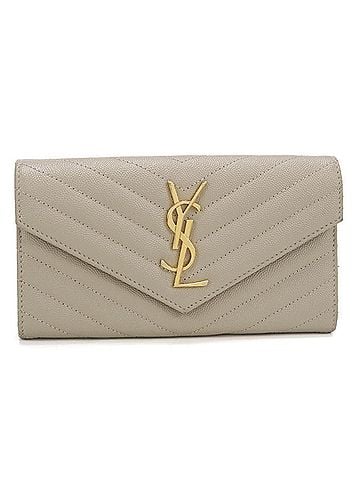 Saint Laurent SAINT LAURENT Saint Laurent Bi-fold Long Wallet 372264 BOW01 2721 Large Flap Cassandra Matelassé Women's Beige (view 1)