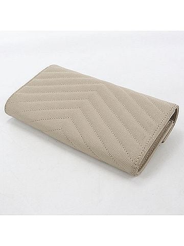 Saint Laurent SAINT LAURENT Saint Laurent Bi-fold Long Wallet 372264 BOW01 2721 Large Flap Cassandra Matelassé Women's Beige (view 2)
