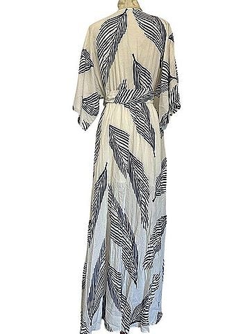 Baltic Born Corinth Leaf Print Kimono Max Casual Dress (view 2)