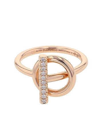 Hermès Hermes Echappee PM Ring with 10 Diamonds (0.07ct total), 18K Pink Gold. (view 1)