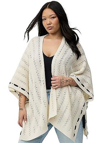 Torrid Ivory Open-Knit Poncho Shrug (view 1)